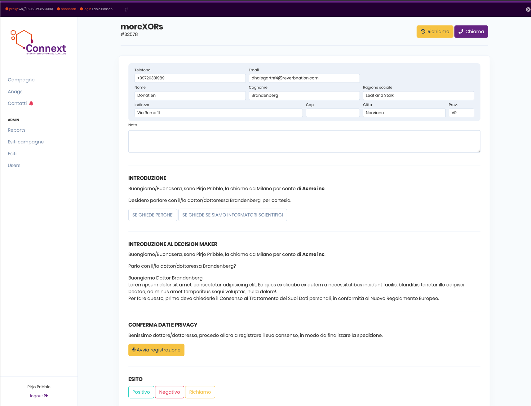 Call center application